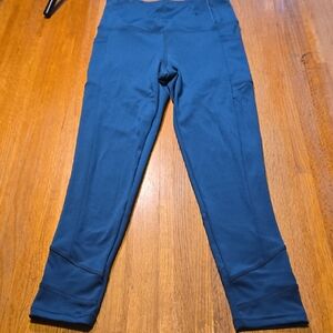 Kay Unger Women Small Teal High Raise Compression Media Pocket Workout Yoga Pant